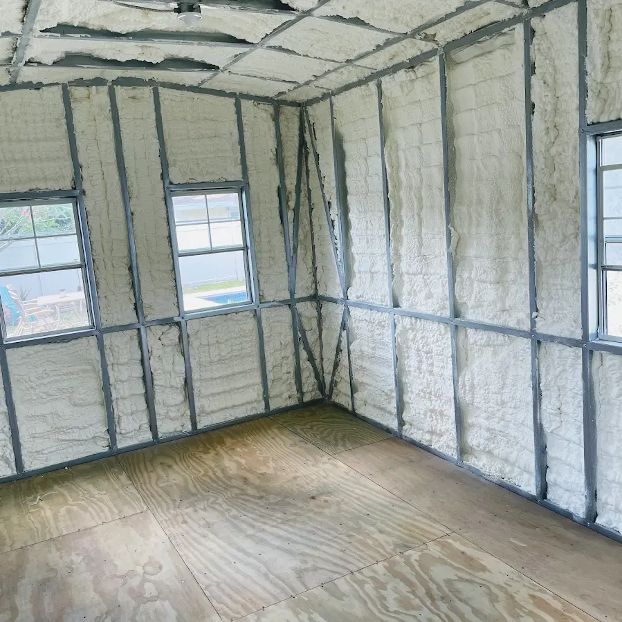 Closed-cell spray foam insulation applied to wall cavities in a residential project in Los Angeles